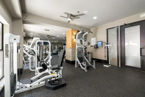 a view of a room with gym equipment