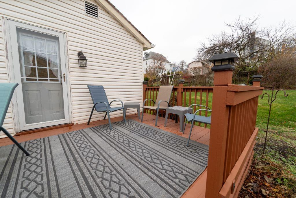 1446 Kinmount Street Pittsburgh, PA 15205 - Photo 31 of 38 a balcony with chairs and wooden floor