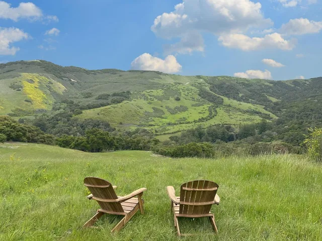 a view of a lake with a yard