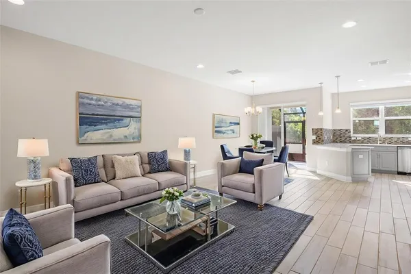 a living room with furniture and a couch