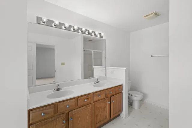 a bathroom with a toilet a sink and mirror