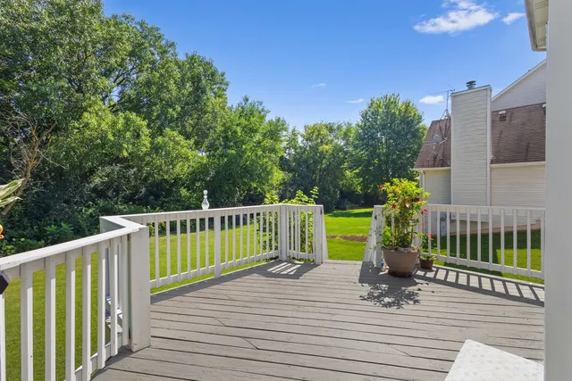 a view of a deck with a chair