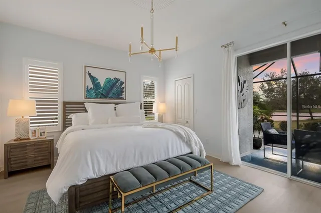 a view of a lake with a yard