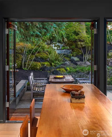 a outdoor view with a sitting space