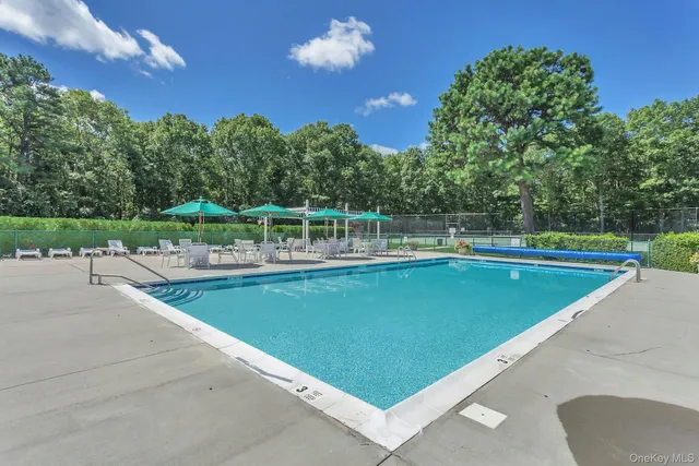 a view of a swimming pool with a patio