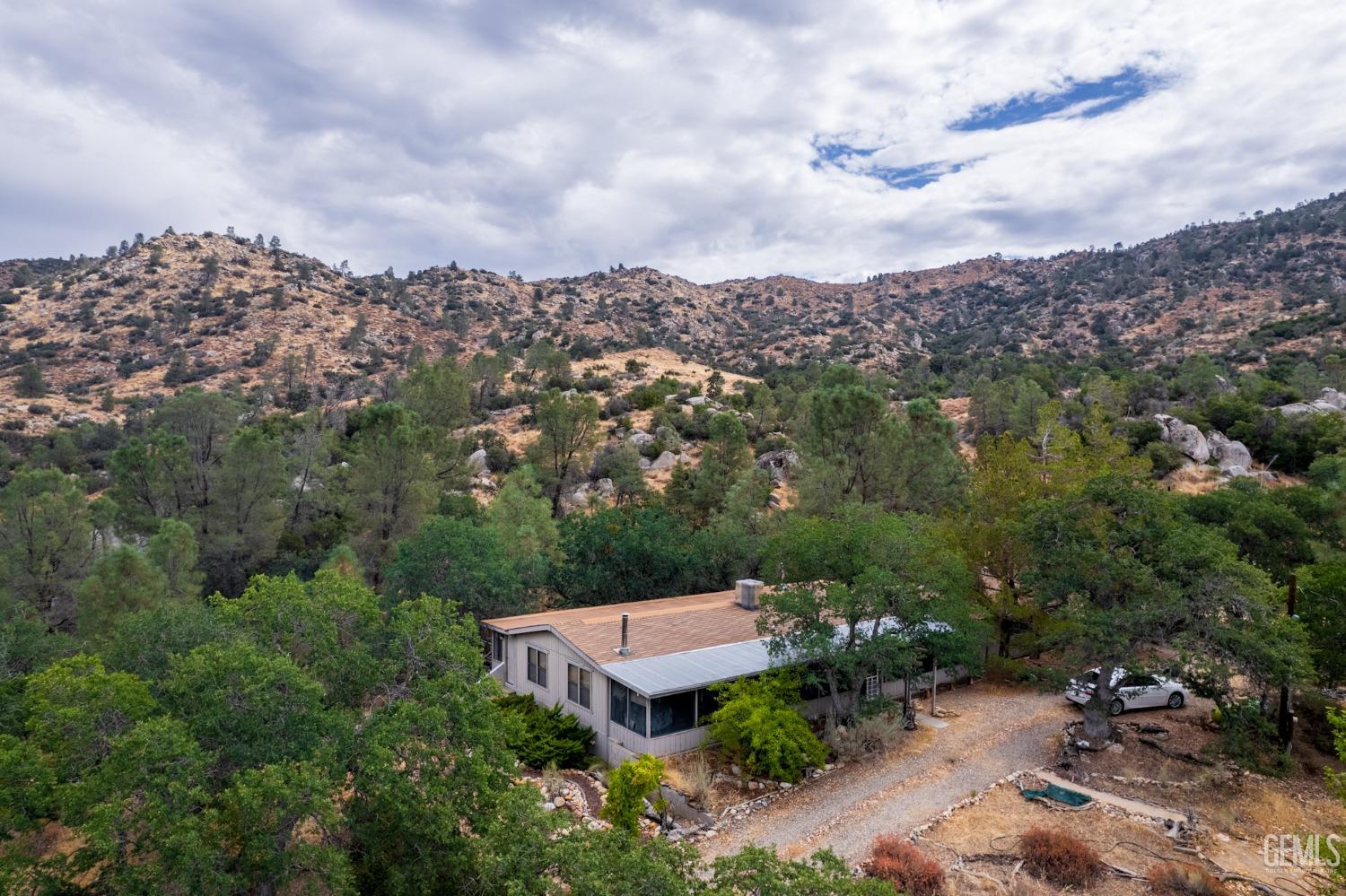 an aerial view of a house