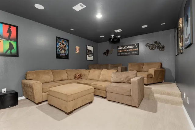 a living room with furniture and a couch