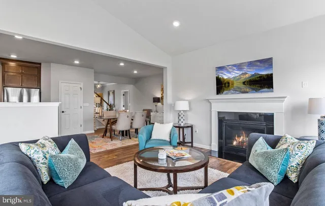 a living room with furniture and a couch