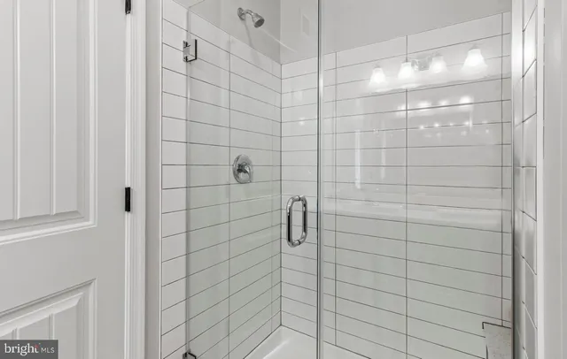 a view of a hallway view with three rooms