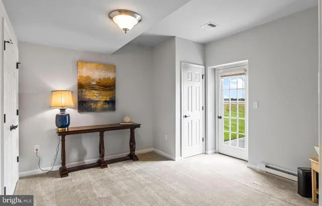 a view of a dining area with furniture
