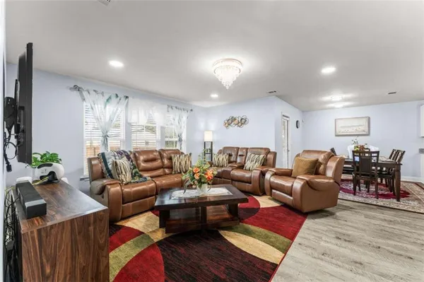 a living room with furniture
