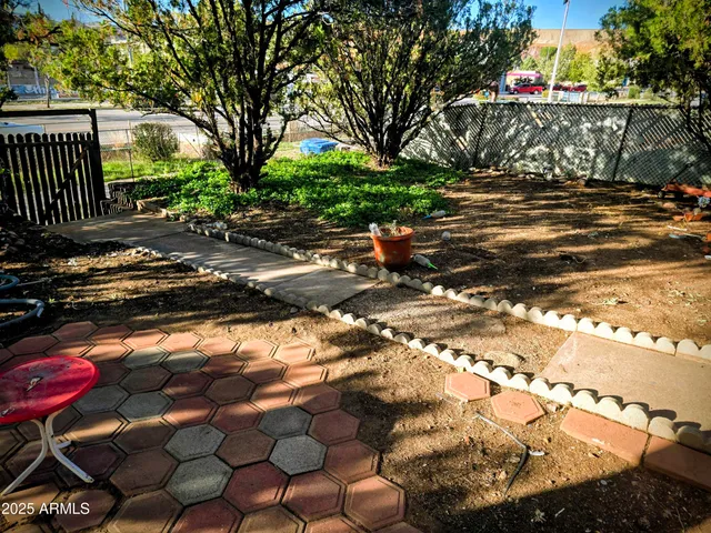 a view of street with wooden stairs