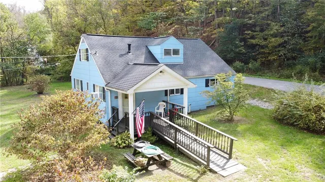 an aerial view of a house