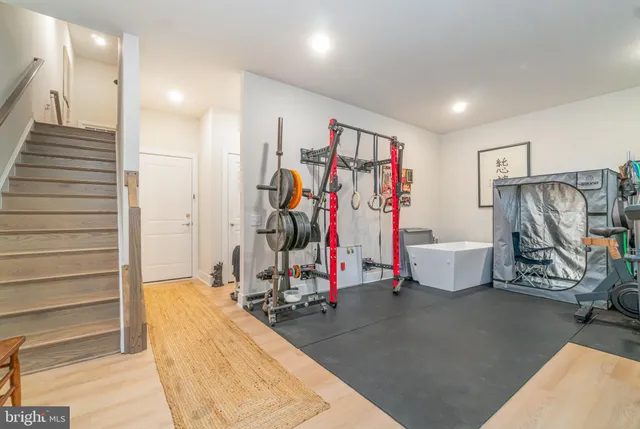 a view of a room with gym equipment