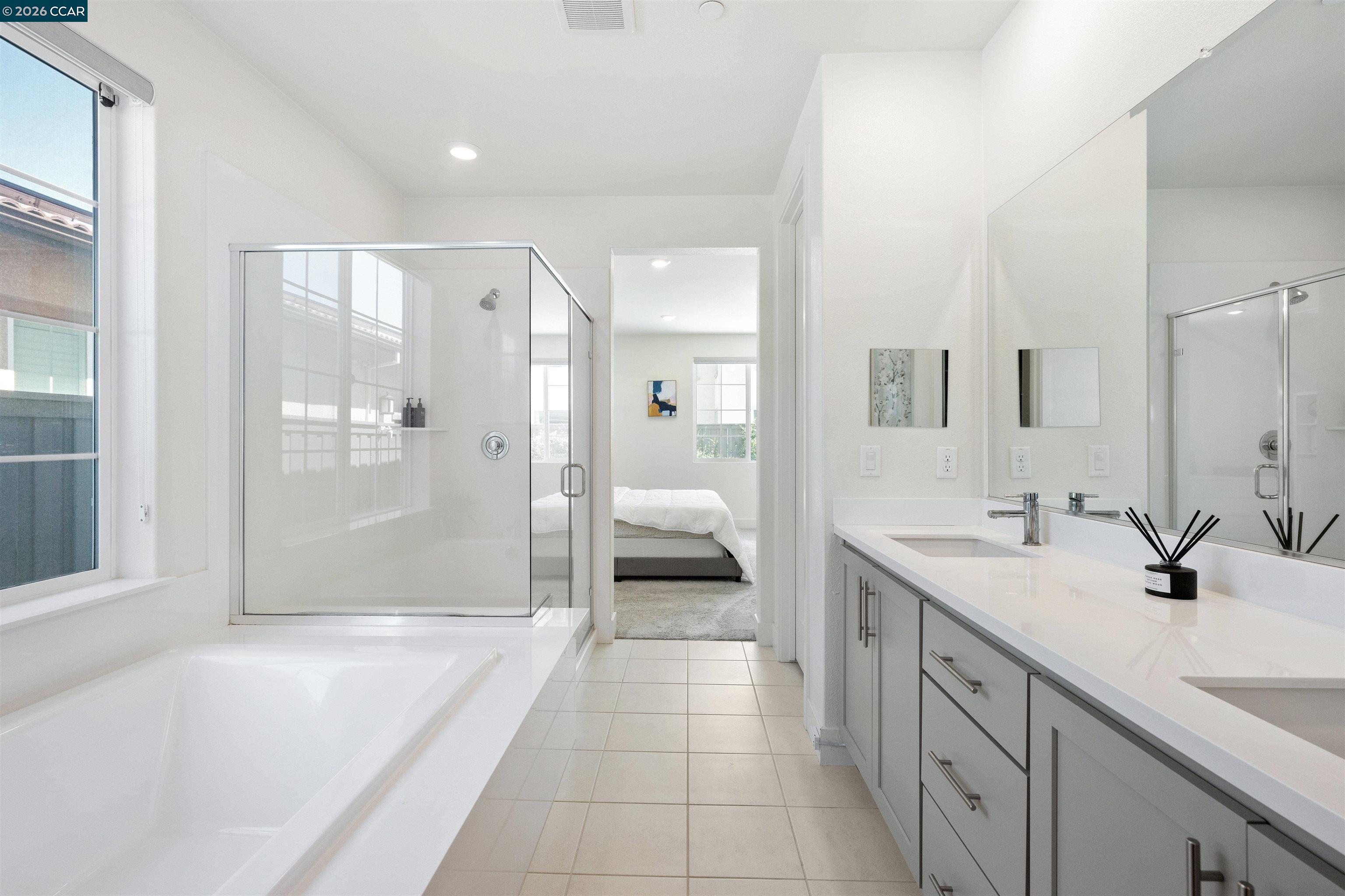 6274 Carousel Avenue Tracy, CA 95377 - Photo 30 of 46 a spacious bathroom with a bathtub shower sink and mirror