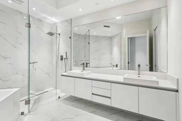 a view of a city that has tall buildings