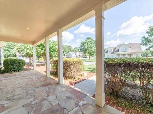 a view of a garden from a windows