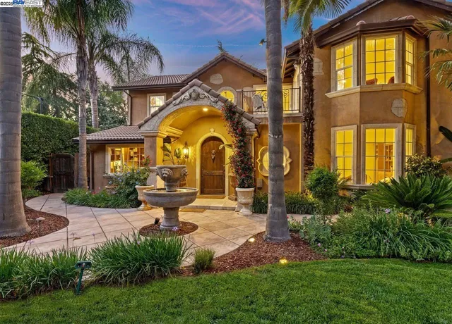 a view of a building with a garden