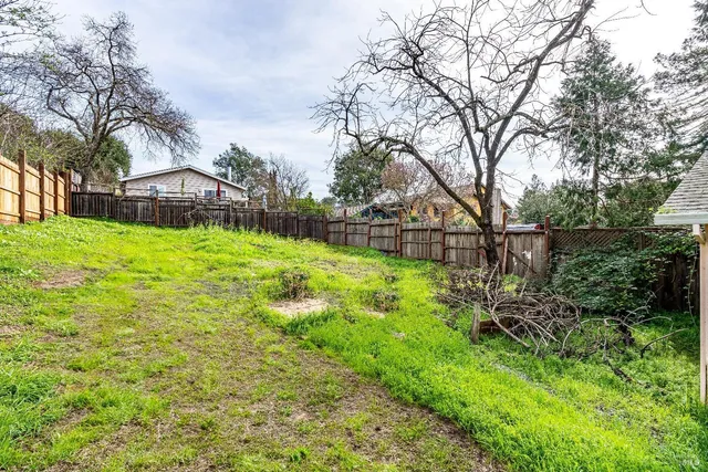 a backyard of a house with lots of green space
