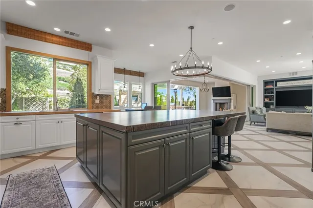a kitchen with lots of counter top space