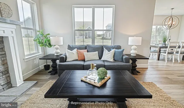 a living room with furniture rug and window