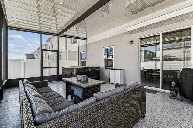 a living room with furniture