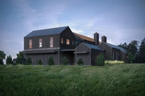 a front view of house with a garden