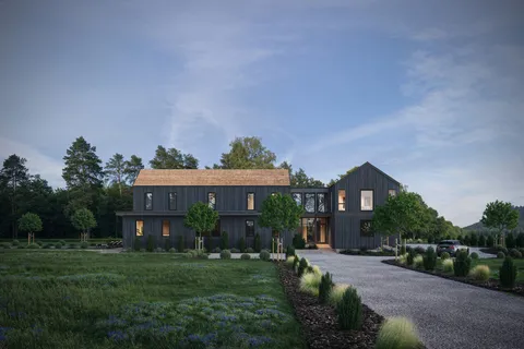 front view of a house with a yard