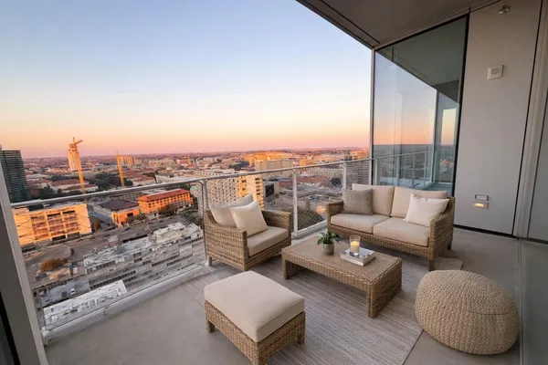 a terrace view with seating space and a couch