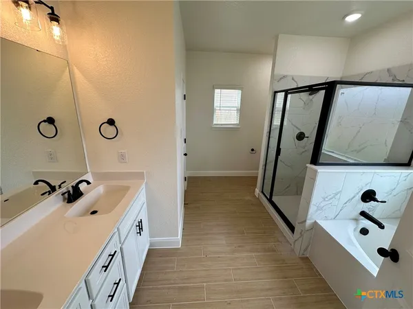 a bathroom with shower