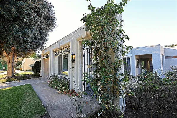 a couple of flower plants in front of house