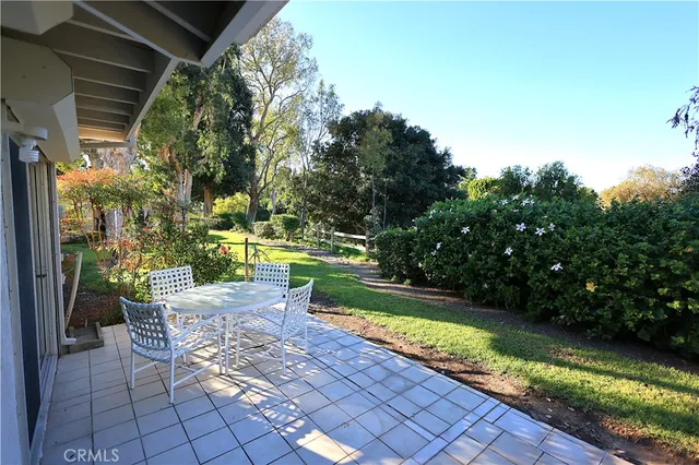 a view of a backyard with swimming pool