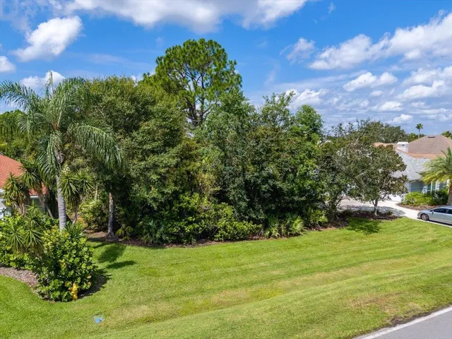 a view of a grassy field with trees