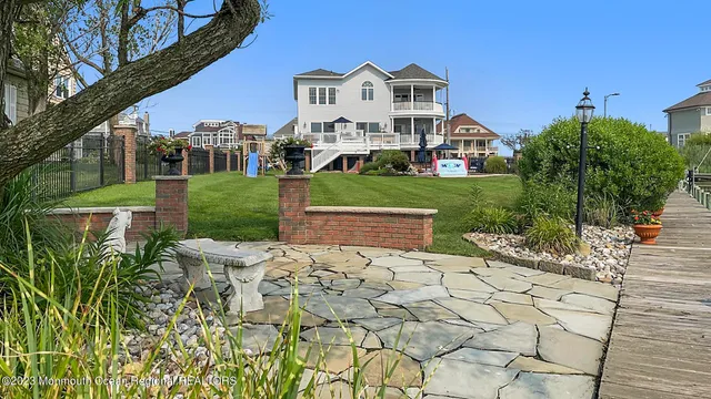 a front view of a building with lake view