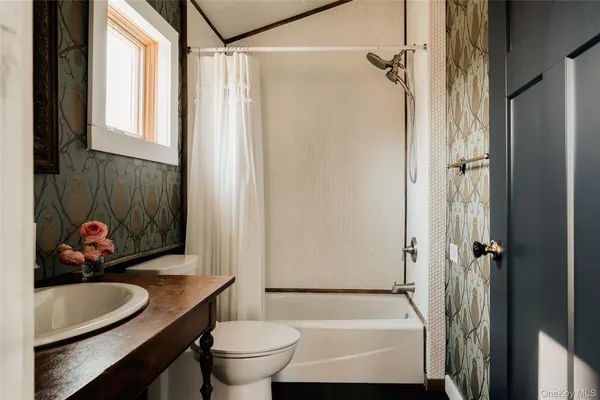 a bathroom with a sink a toilet and a bathtub