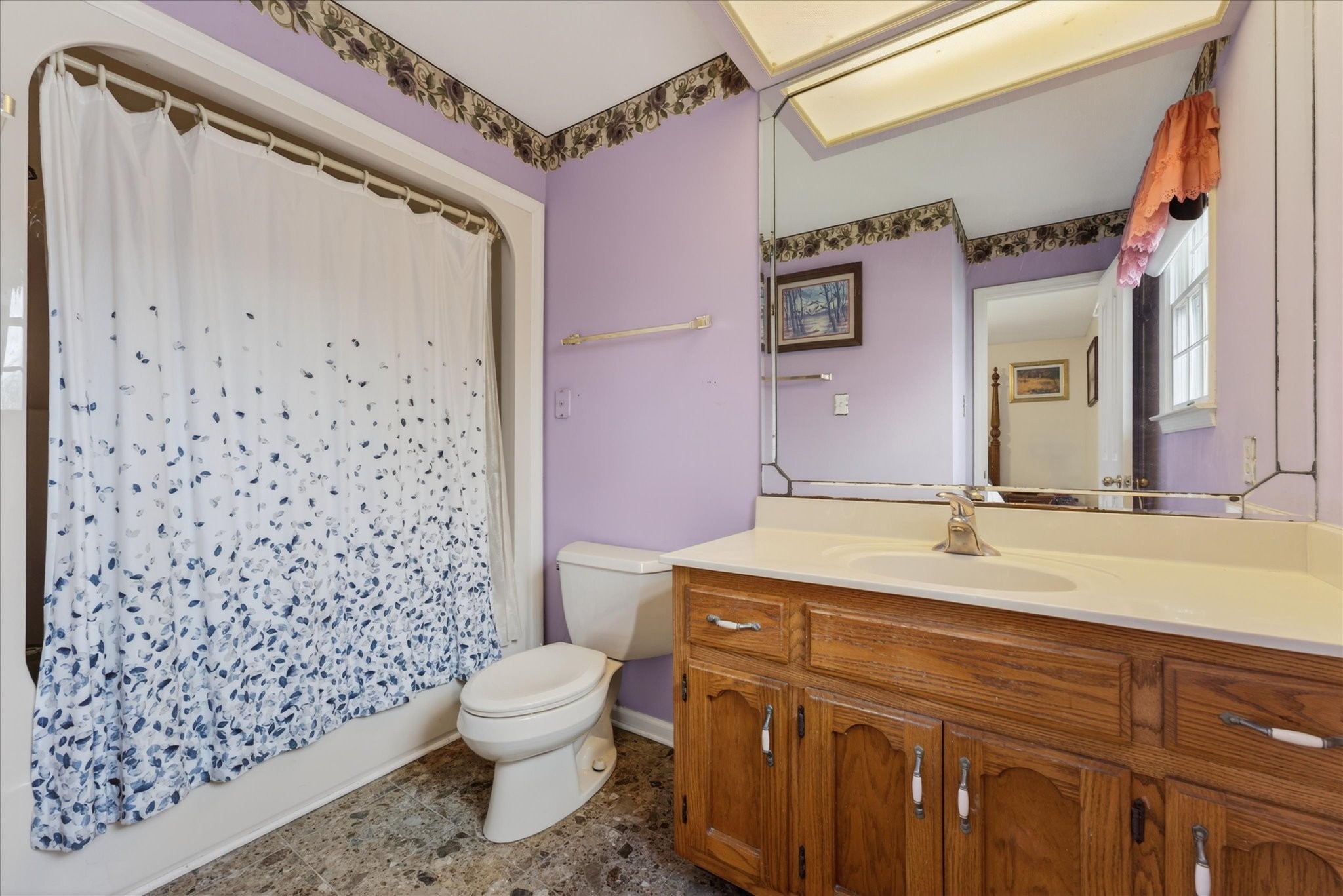 2201 Bearden Road Clarksville, TN 37043 - Photo 18 of 38 a bathroom with a granite countertop sink toilet mirror and shower