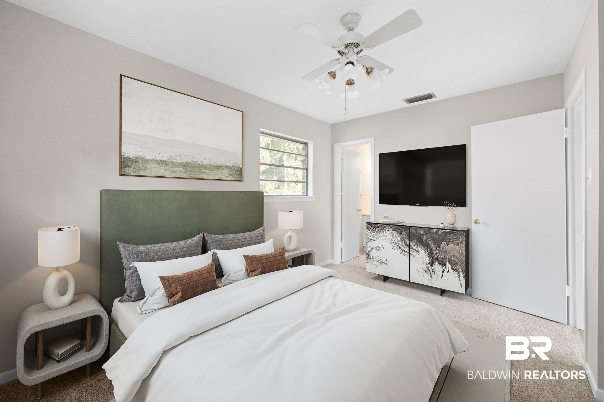 909 Caroline Avenue Daphne, AL 36526 - Photo 34 of 46 Bedroom featuring carpet flooring and ceiling fan