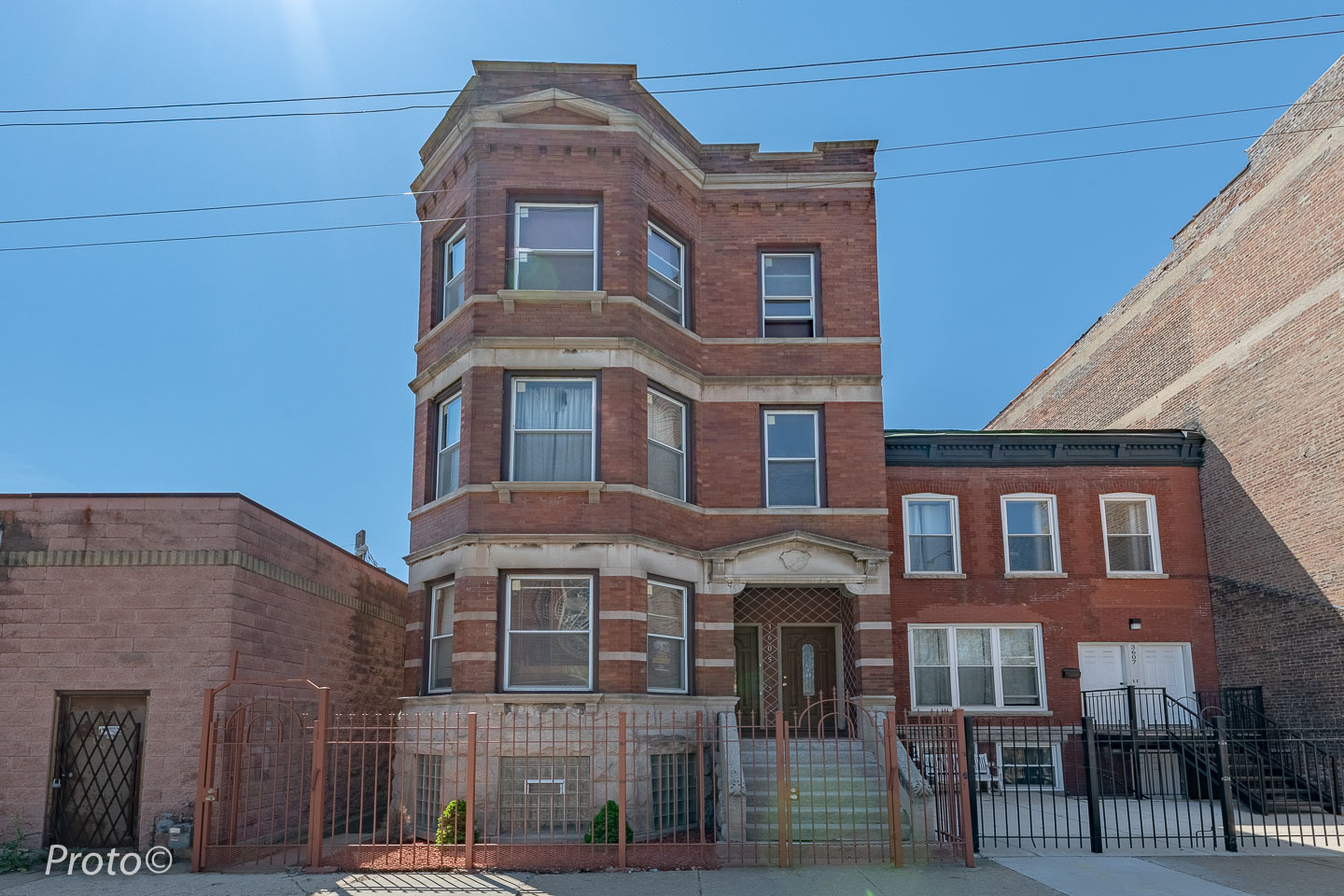 a front view of a building