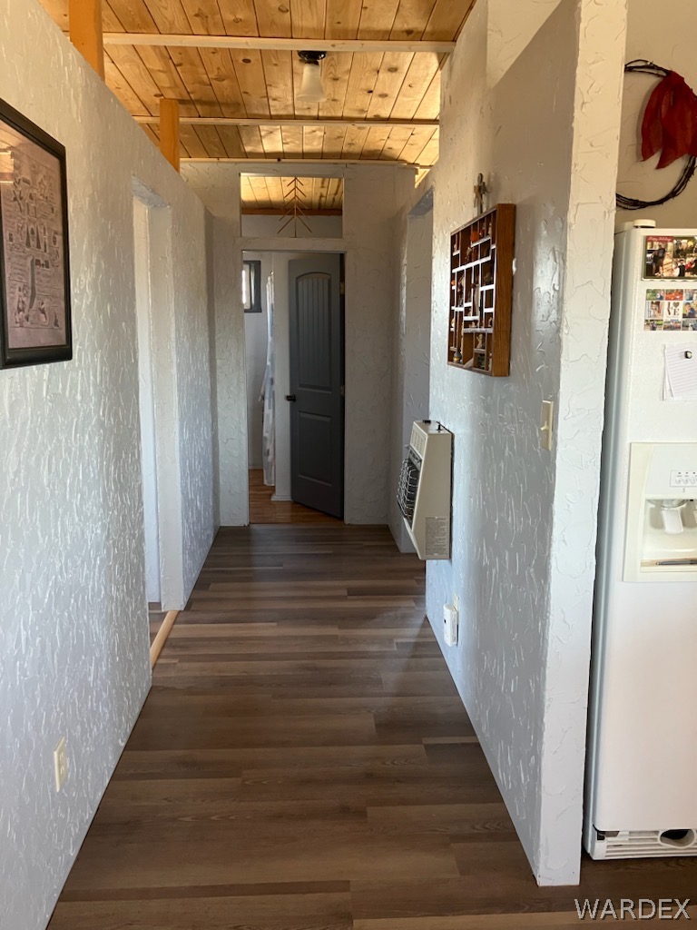 15 County Road Concho, AZ 85924 - Photo 6 of 93 Hallway featuring wood-finish flooring, textured white walls, a wood-plank ceiling, and recessed lighting