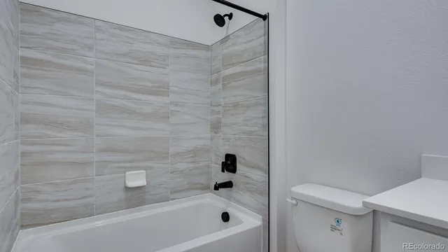 a bathroom with a bathtub