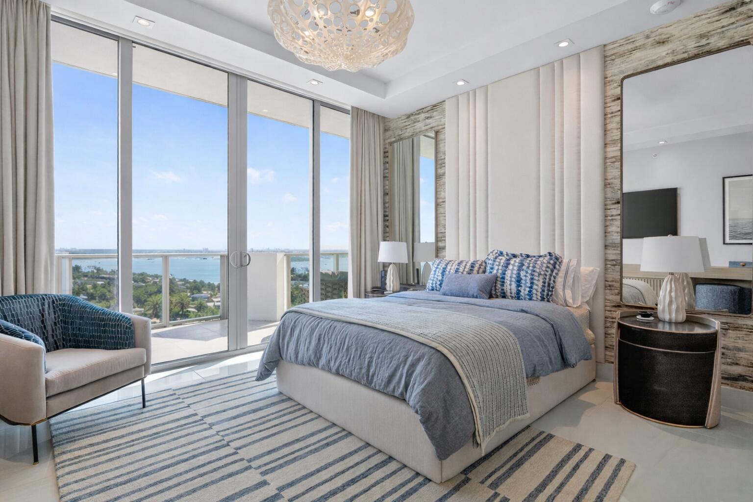 3100 North Ocean Drive, Unit HPH3 Riviera Beach, FL 33404 - Photo 23 of 42 a bedroom with a large bed and a large window