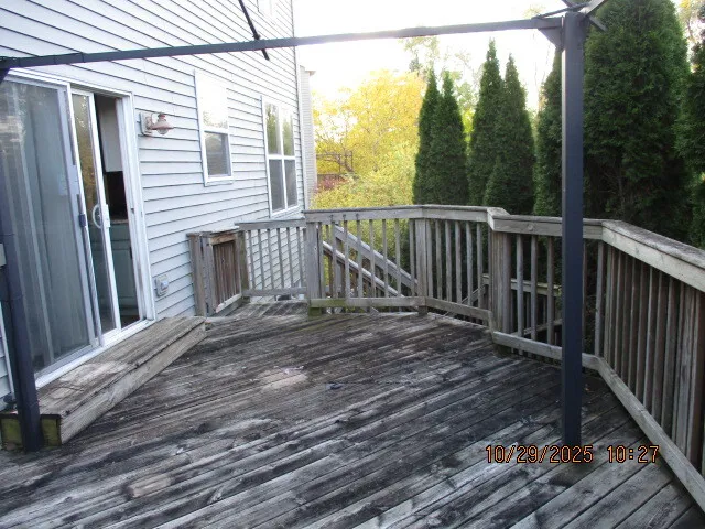 a view of a wooden deck