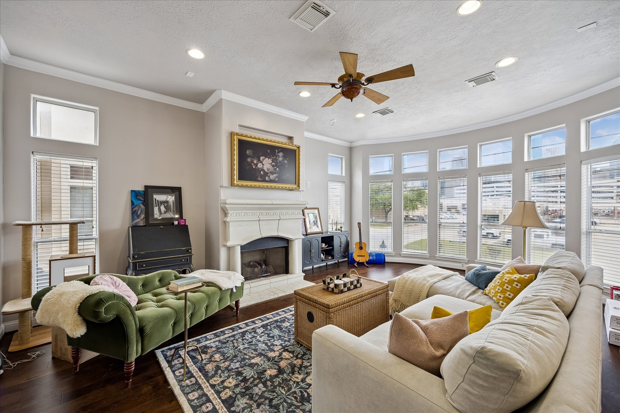 1304 Dart Street, Unit F Houston, TX 77007 - Photo 4 of 13 a living room with furniture and a fireplace