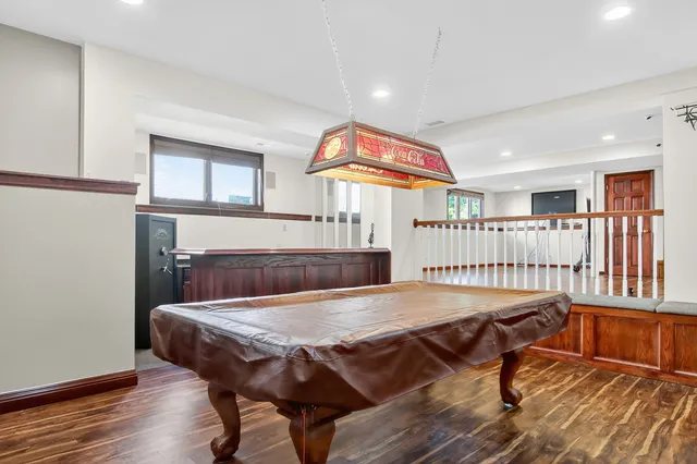 aerial view of a house with a garden