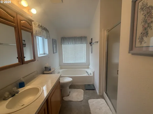 a bathroom with a sink toilet a mirror and shower