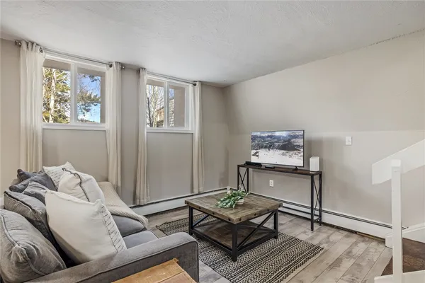 a living room with furniture