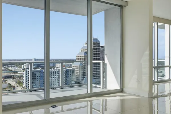 a view of a city from a window