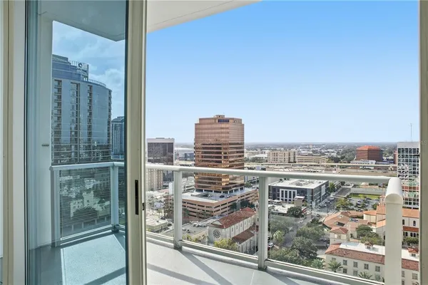 a view of a city from a window