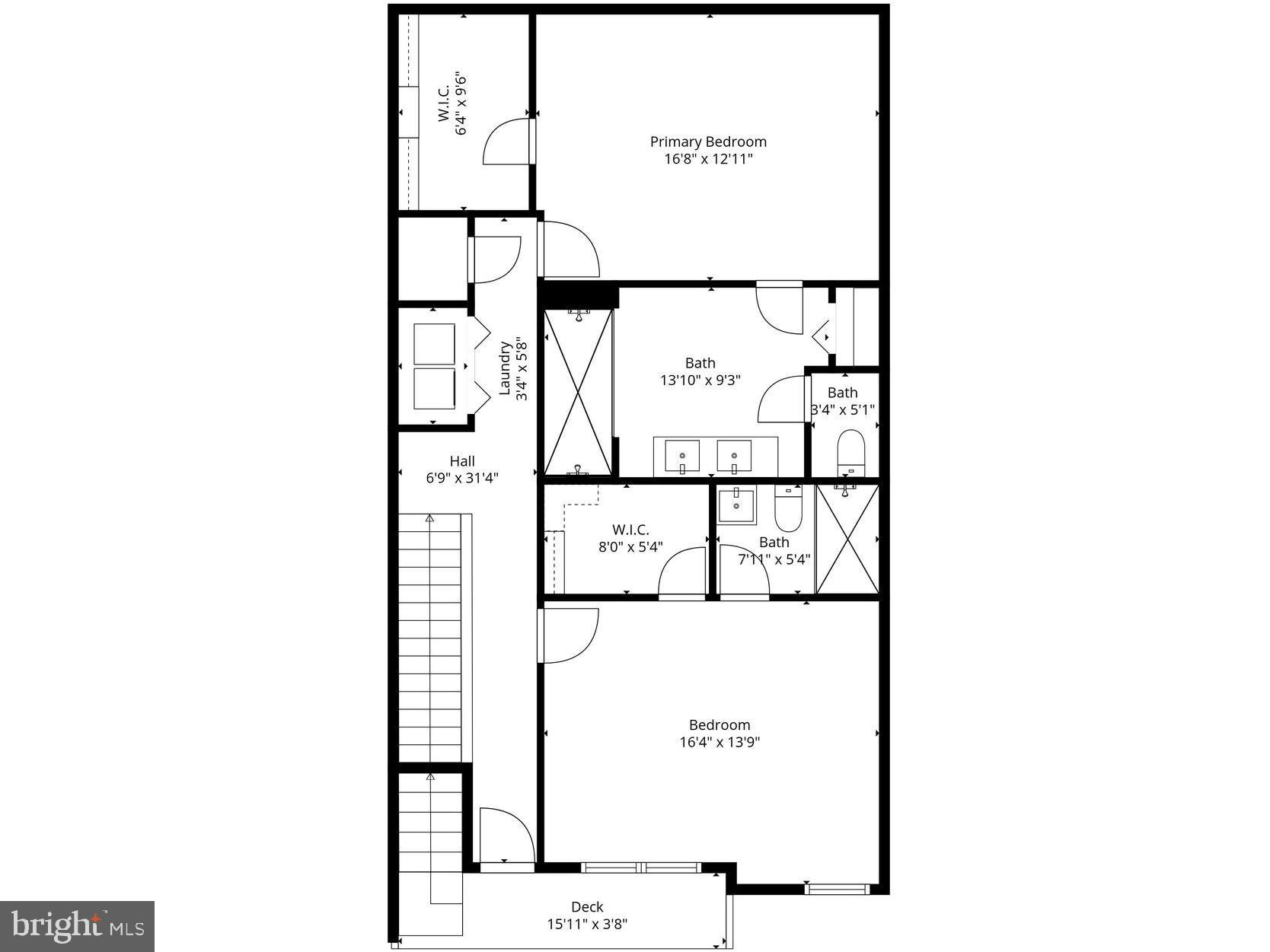 5404 4th Street Northwest, Unit 2 Washington, DC 20011 - Photo 5 of 6 Upper Level Floor Plan
