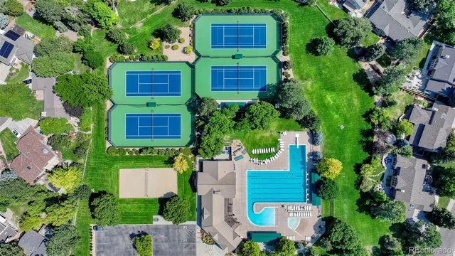 an aerial view of a house